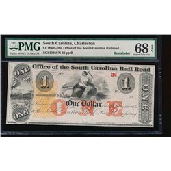 1800's $1 Charleston Rail Road Note PMG 68EPQ