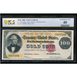 1882 $100 Gold Certificate PCGS 40