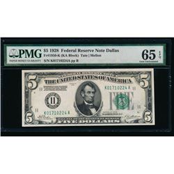 1928 $5 Dallas FRN PMG 65EPQ