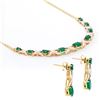 Image 2 : Plated 18KT Yellow Gold 6.10ctw Green Agate and Diamond Pendant with Chain and Earrings