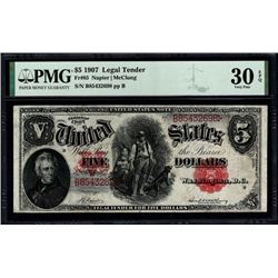 1907 $5 Legal Tender Note PMG 30EPQ