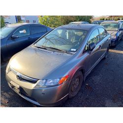 2006 HONDA CIVIC, 4DR SEDAN, GREY, VIN # 2HGFA16336H016973