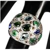 Image 3 : Natural Aquamarine, Emerald, Sapphire, Tanzanite Ring