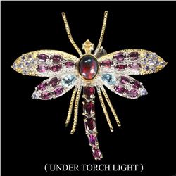 Natural Black Opal & Sapphire Dragonfly Brooch