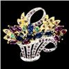 Image 1 : Natural Colombian Emerald Rhodolite Garnet Brooch