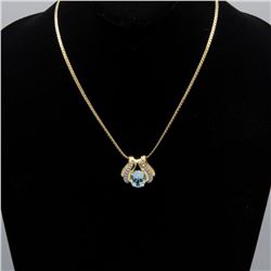 Beautiful 6.12 Ct Swiss Blue Topaz Diamond Pendant