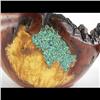 Image 3 : Burl Wood Bowl, Turquoise Chip Inlay