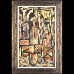 T. Hicks, Mixed Media on Board, 