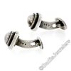 Image 3 : Vintage Georg Jensen Sterling Silver Plain Puffed Oval Button Cuff Links #44B