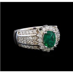 14KT White Gold 1.41 ctw Emerald and Diamond Ring