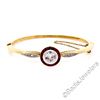 Antique 18kt Yellow Gold and Platinum 2.75 ctw Diamond Ruby Halo Bangle Bracelet