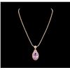 14KT Rose Gold 32.47 ctw GIA Certified Kunzite and Diamond Pendant With Chain