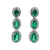 3.25 ctw Emerald and Diamond Earrings - 18KT White Gold
