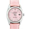 Rolex Stainless Steel Pink Diamond 36MM Datejust Wristwatch With Pink Leather St