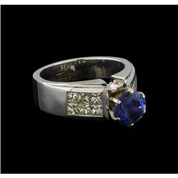 14KT White Gold 1.92 ctw Tanzanite and Diamond Ring