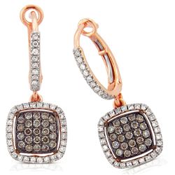 14k Rose Gold  0.73CTW Diamond and Brown Diamonds Earrings