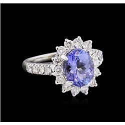 2.50 ctw Tanzanite and Diamond Ring - 14KT White Gold