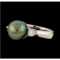 Pearl and Diamond Ring - 14KT White Gold