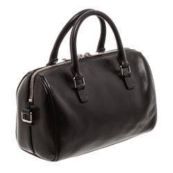 Saint Laurent YSL Black White Leather Classic Baby Duffle Bag