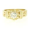 Image 1 : 14k Yellow Gold Open Work 0.43 ctw G VVS1 Round Brilliant Diamond Solitaire Ring