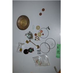 Coins, Brass Tray, Watch