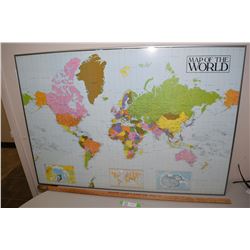 Large Framed Map Of The World