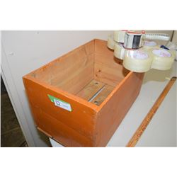 Wooden Box, Tape, And Tape Gun