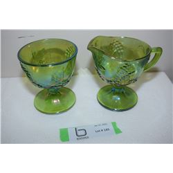 Carnival Glass Cream And Sugar