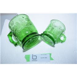 Pressed Amber Green Cups