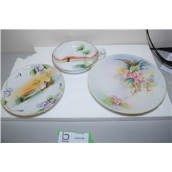 Hand Painted Nippon Cream And Sugar x3 Plates