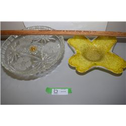 Art Glass Bowl And Pressed Glass Pedestal