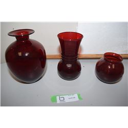 3X The Money Cranberry Vases