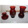 Image 1 : 3X The Money Cranberry Vases Anchor Glass