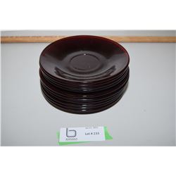 Cranberry Glass 5.75 And 6" Plates