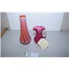 Image 1 : Art Glass Vase And 1800 Cranberry Vase (Damaged Foot)