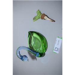 Rare Solian Pottery Pourer Lid And Art Glass