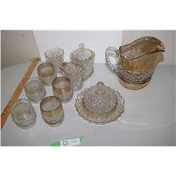 Pressed Glass 1930's Glass Gold Trim