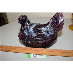 Chicken On A Nest Large Purple Swirl