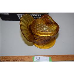 Amber Glass Lidded Turkey