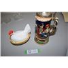 Image 1 : Musical Beer Stein & 1936-1960 Ceramic Chickens Nest