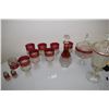 Image 1 : Cranberry Trim Pressed Glass Set