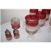Image 2 : Cranberry Trim Pressed Glass Set
