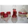Image 3 : Cranberry Trim Pressed Glass Set