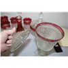Image 4 : Cranberry Trim Pressed Glass Set