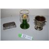 Image 1 : Crystal Box 4u Sterling Lid, O.J. Metal Cup, Etc