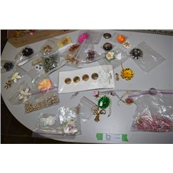 Costume Jewelry (Brooches, Porcelain Flowers, New)