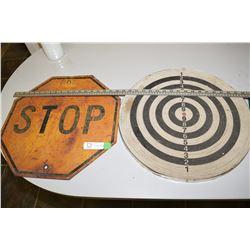 Dart Board & Steel Stop Sign
