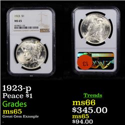 NGC 1923-p Peace Dollar $1 Graded ms65 By NGC