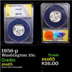 ANACS 1956-p Washington Quarter 25c Graded ms65 By ANACS
