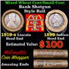 Image 1 : Mixed small cents 1c orig shotgun roll, 1919-s Wheat Cent, 1899 Indian Cent other end, McDonalds Wra